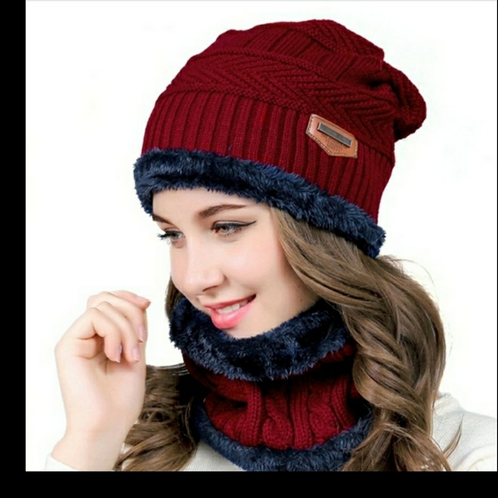 2 PIECES WINTER BEANIE HAT SCARF SET WA - Picture 2 of 12